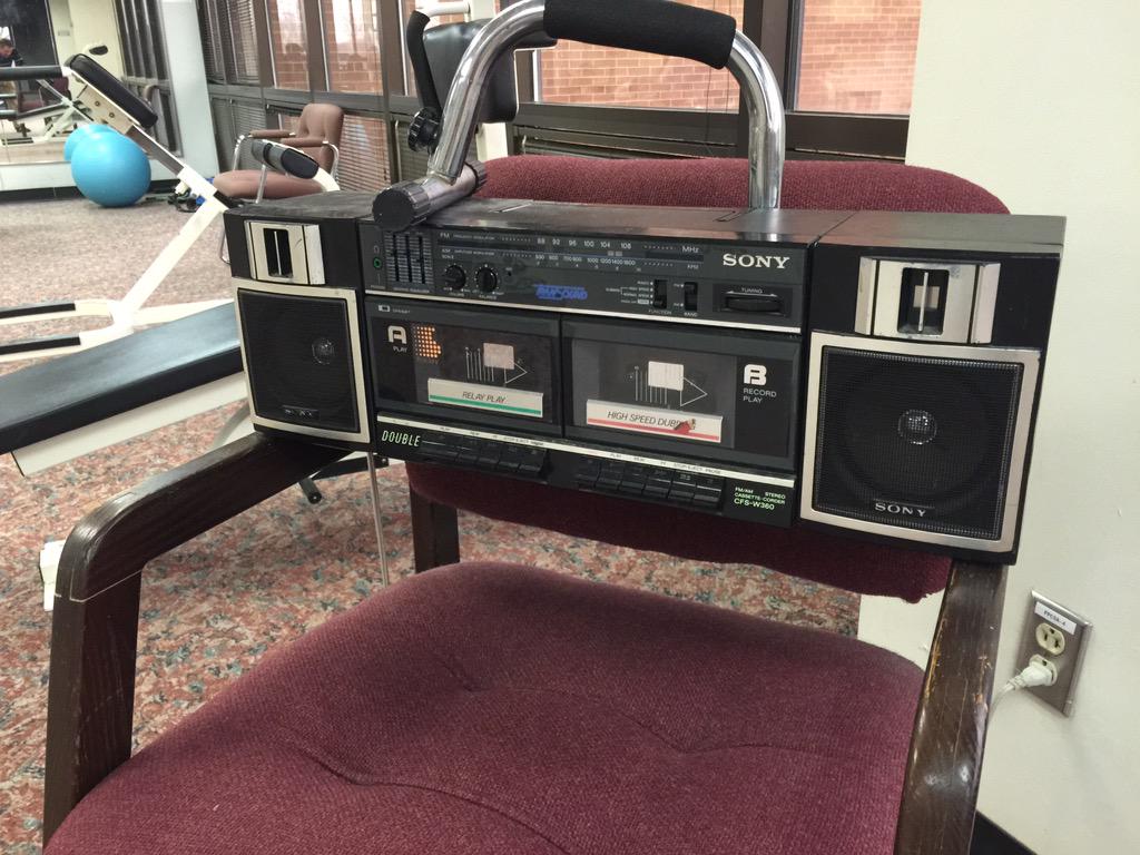 The office gym radio is from the 80's #ThrowbackThursday #fitness #gym #WorkoutWednesday #oldschool #cool #old #music