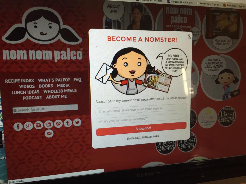 Themarket36's tweet photo. #CutestPopup (an #M36Award we just made up)
Goes to @nomnompaleo, for this adorable
"BECOME A #NOMSTER" #SignUpPopUp! http://t.co/TKPLBdShgJ