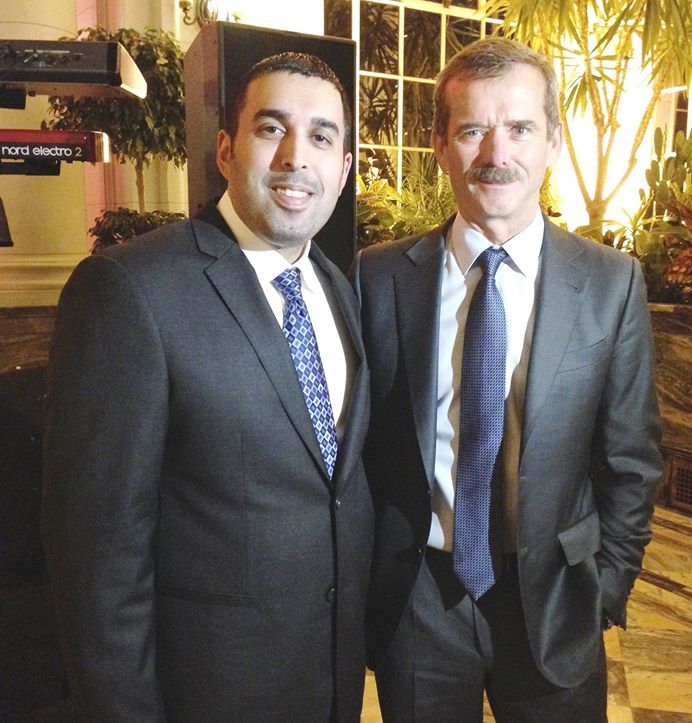 raouljuneja's tweet photo. #TBT Honoured to meet @Cmdr_Hadfield at #casamusica 2014 for @musicmakesus_ca excited for his space album #MMWeAreOne http://t.co/PVpUFhCKEm