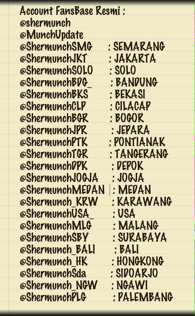 Halo munch! Follow account fanbase resmi di kota mu,&amp; dptkn update info2 terbaru dr <a href="/sherylsheinafia/">Sheryl Sheinafia</a> 😊 cc @shermunch
