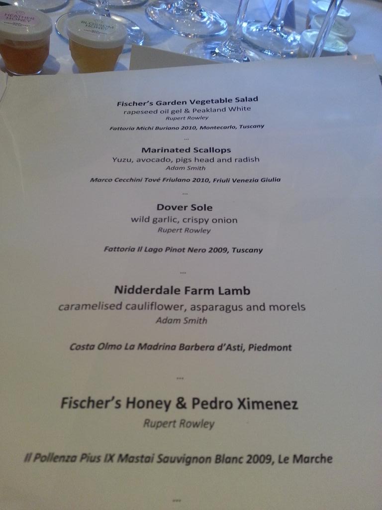 GempireState's tweet photo. Amazing menu and wine pairings for the @FischersBaslow &amp; @Dev_Hotels "chef-off' last night http://t.co/m6TkSBID9G
