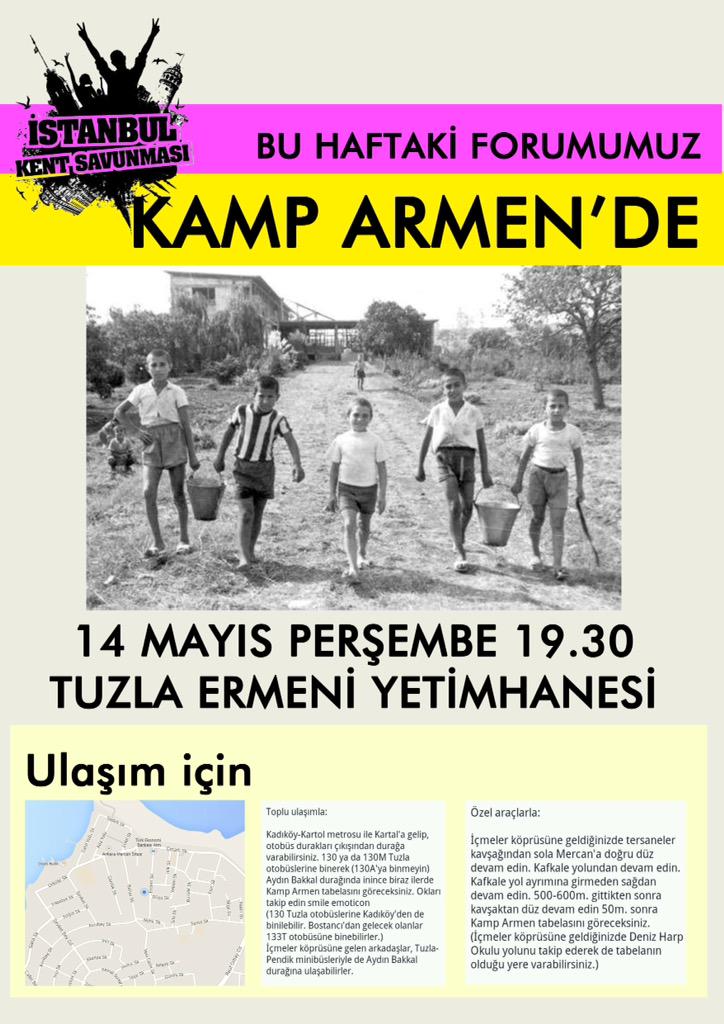 KentSavunmasi_'s tweet photo. Bu akşam 19.30'da #Tuzla #KampArmen de Istanbul Kent Savunması Forumunda buluşuyoruz http://t.co/zEiHy33plg
