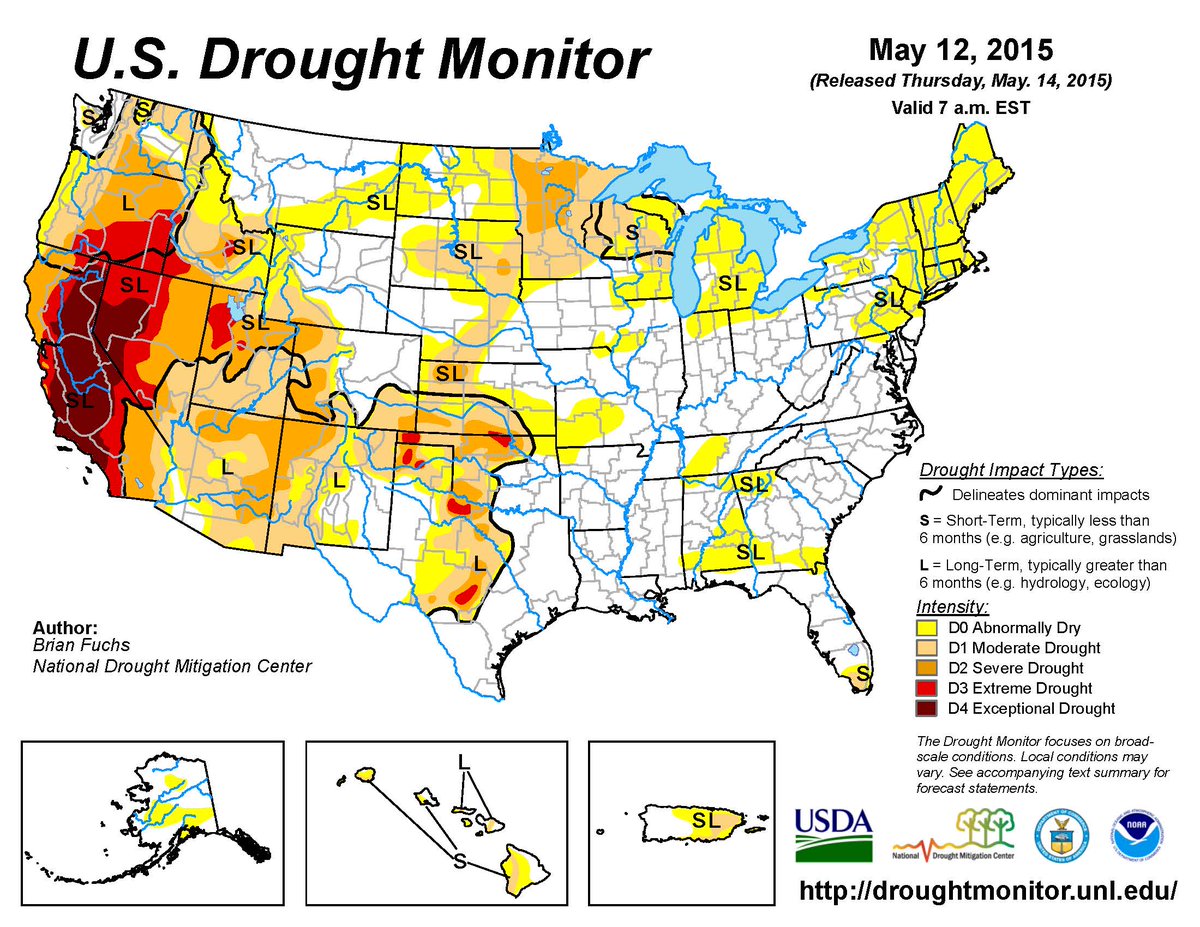 #DroughtMonitor: Moderate or worse #drought at 34.61% for contig USA. Affects ~67.7M people drought.gov