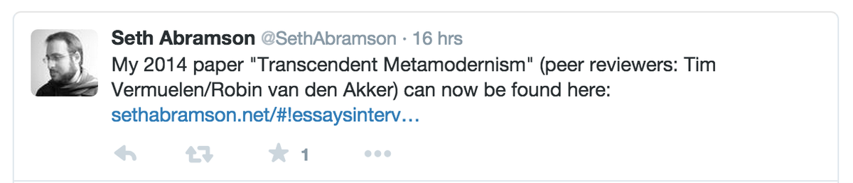 metamodernism's tweet photo. Although we read and discussed @SethAbramson's paper, we certainly did NOT peer review it, nor do we endorse it. http://t.co/EbMOUx4bdi