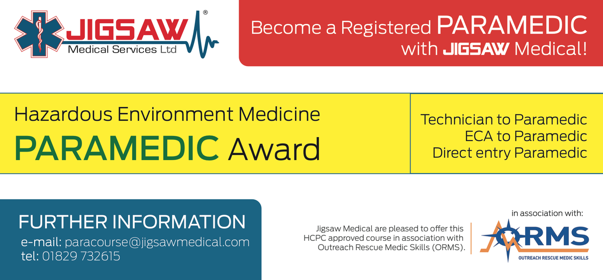 jigsaw_medical's tweet image. Did you know you can become a #Paramedic with #TeamJigsaw? Click the link for further details jiglink.uk/1GON8Tl