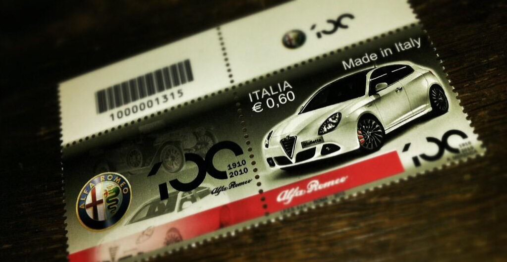 MARCHIAUTO's tweet photo. AlfaGiulietta nel francobollo inedito della serie tematica Made in Italy per la celebrazione del #CentenarioAlfaRomeo http://t.co/Ooxb0N86Hq