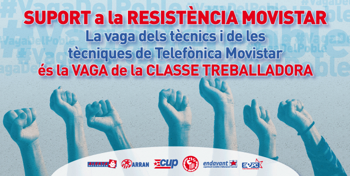 COSnacional's tweet photo. L'esquerra Independentista amb la #ResistènciaMovistar. Perquè és la #VagaDelPoble! http://t.co/d261TEjKtQ http://t.co/530JvXMq9t