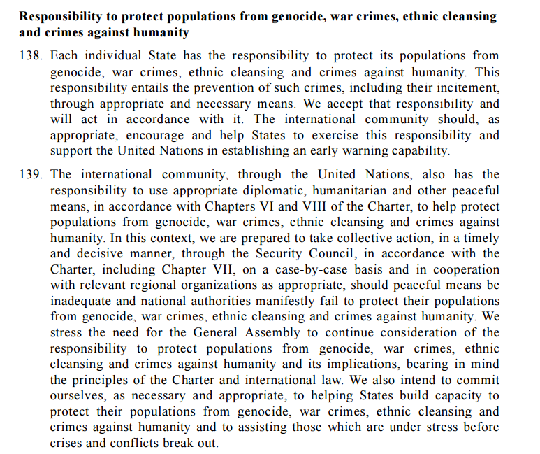 GLOGO's tweet photo. IF YOU DO NOT KNOW WHAT #r2p IS. READ THIS. YOU MUST. #UnitedNations WORLD SUMMIT 2005. RT http://t.co/0uvjTlynPp