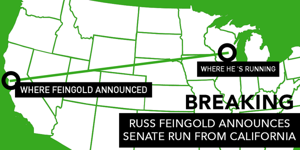 MattWalkerWI's tweet photo. RT @NRSC "BREAKING: @RussFeingold announces #WISen run from California. #WhereisRuss? http://t.co/5CaIOYQ2aQ" http://t.co/gEBlWSR8uK
