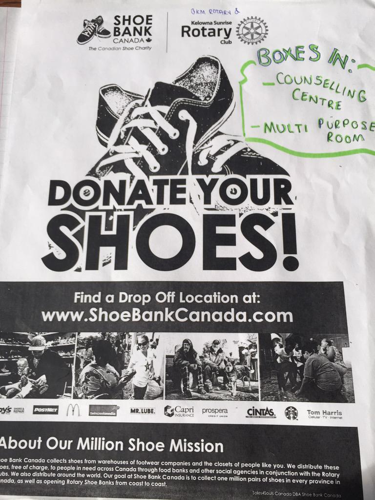 OKMmedia's tweet photo. OKM! Bring any old/used/unfitting shoes till MAY 22nd &amp; support Rotary Interact shoe drive!! Boxes in multi and CC!👞👠 http://t.co/zGmvUAj6Qg
