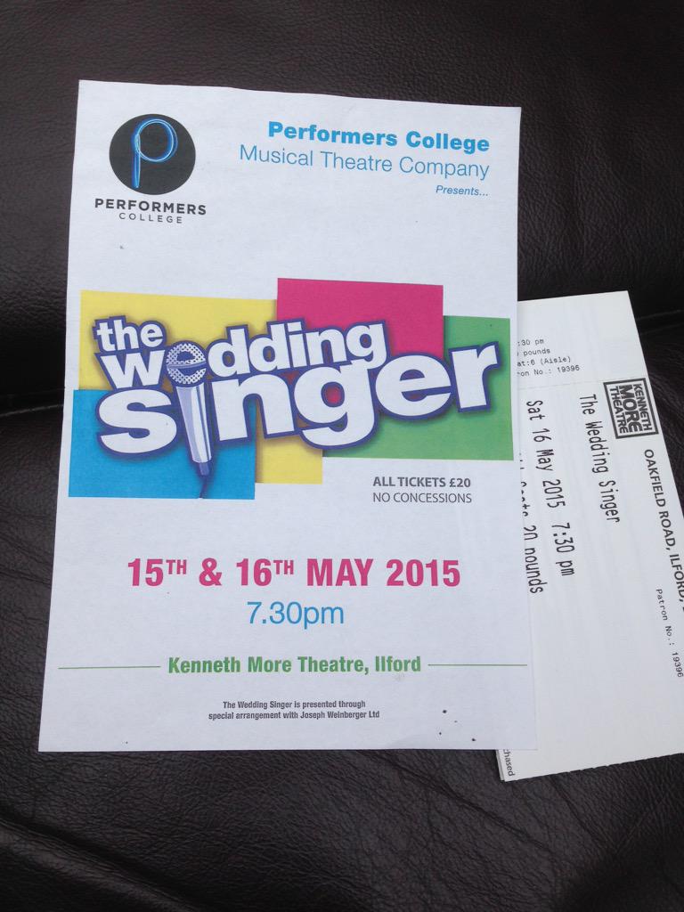 Dove257's tweet photo. Very excited to be going to @PERFORMERS_COLL MT 3rd year show 'The Wedding Singer' Good luck all,esp @BethanyLouC http://t.co/lPYiPAyAZV