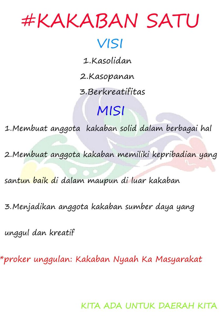 VISI dan MISI Teh FATIMAH AZ ZAHRA <a href="/Rara050894/">Fatimah. Azzahra</a> #KAKABANUNPAD2 #KAKABANSATU mangga baca dan jadikan pertimbangan :D