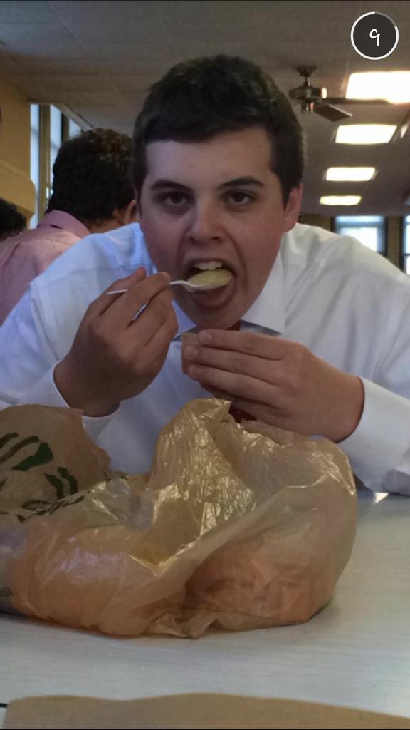 TheDirtySquatch's tweet photo. I Mazgaj, spawn of satan, just stole this applesauce from an elder, haha looks like no food for you old man! http://t.co/kyfNiMj0Vo