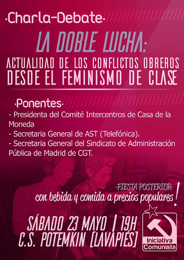Charla/debate sobre la actualidad de los conflictos obreros desde el feminismo de clase el #23M en el <a href="/CSPotemkin/">CS Potemkin</a>