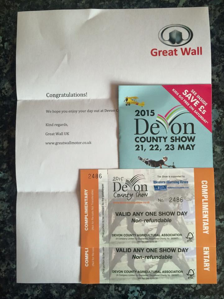 09Wadling's tweet image. Looking forward to going to @DevonCountyShow next week! Free tickets are always a bonus 😏.