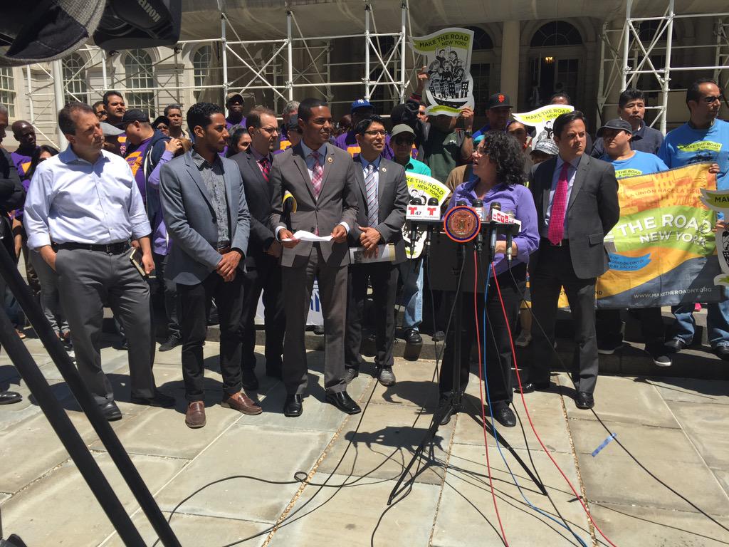NYCProgressives's tweet photo. Standing up for workers in dangerous conditions &amp; making businesses act responsibly w #CLEANact @RitchieTorres http://t.co/MeQKqmGwC9