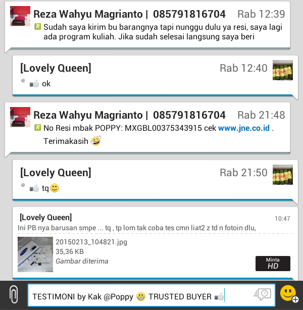 PedagangID's tweet photo. TESTIMONI pelanggan :) http://t.co/Bdrbrb0D0C