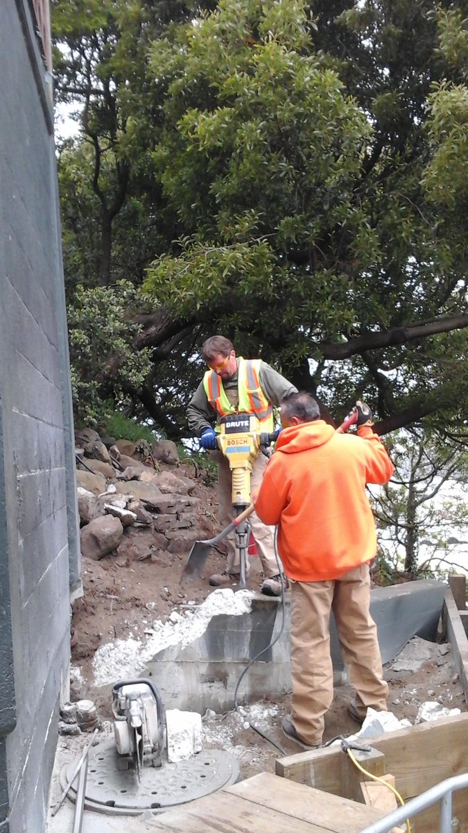 GardenSteps's tweet photo. Latest erosion-control work, by @sfpublicworks, near the #SanFrancisco #HiddenGardenSteps: removing slipping wall http://t.co/S4z0Kxdkcn