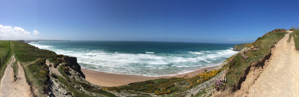 The lunchtime coastal stroll is making us happy #watergatebay #cornwall