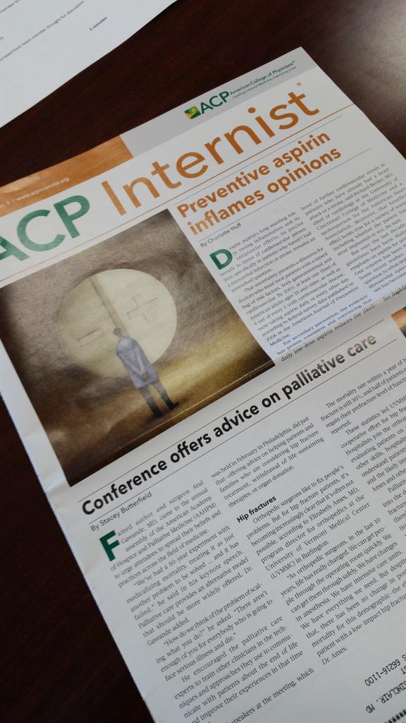 Pallimed's tweet image. Look who made the cover of @acpinternist! Way to go #hpm15 @AAHPM @HPNAinfo! #hpm