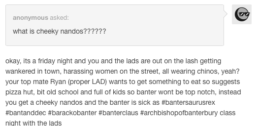 blissfulfiction's tweet photo. the best responses to "what's a cheeky nandos?" http://t.co/4KA9pEl8kS