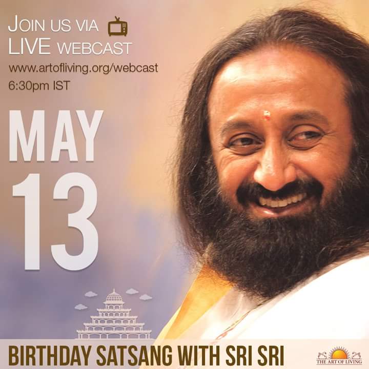 OfficeOfGurudev's tweet photo. Birthday Satsang with @SriSri live from @BangaloreAshram |6:30 PM IST| http://t.co/1hFS4ZWInE or #SriSri app #TeraMai http://t.co/zWkajrIgAP