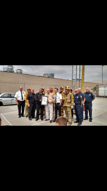 LAFDcentral's tweet image. Honorary OCB Fire Chief Tom LaBonge at Fire Station 44 on Fire Service Day.