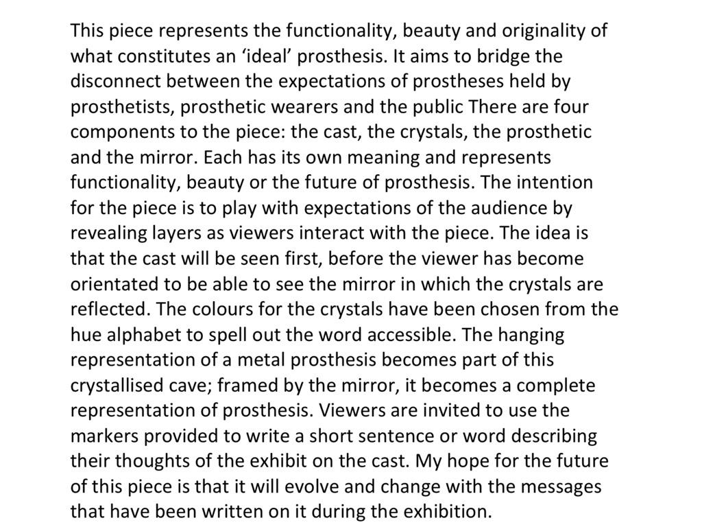 AddyKatie's tweet photo. Description of my finished piece #art #prosthesis #functionalitybeautyandbeyond http://t.co/fjHciB9khr
