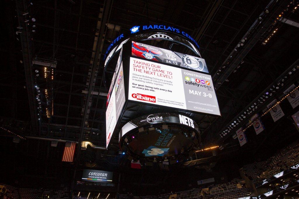 SafetyWeek_2025's tweet photo. Thank you @GilbaneBuilding and @BrooklynNets for helping spread the #safetyweek2015 message! http://t.co/xuuooaFxHJ