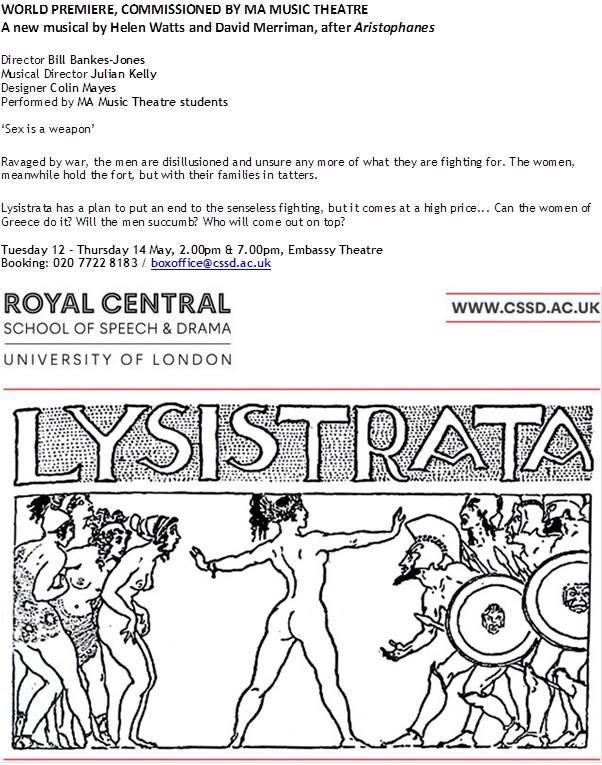 Drou_C's tweet photo. Show 1/6 down of @rcssdshows #Lysistrata If you haven't booked your tickets yet here are the details! #MakeLoveNotWar http://t.co/UefqEqvoAu