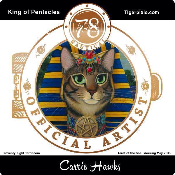Tigerpixie's tweet photo. A peek at my King of Pentacles, #Pharaoh #Cat for the @78_Tarot The @kickstarter for this deck starts 5/19! #tarot http://t.co/ohaV5fVAxO