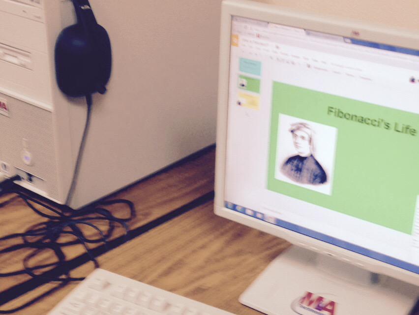 lhodgeskaggs's tweet photo. Creating presentations to teach the class about Fibonacci!@SkaggsElem http://t.co/xyBOFR0wQT