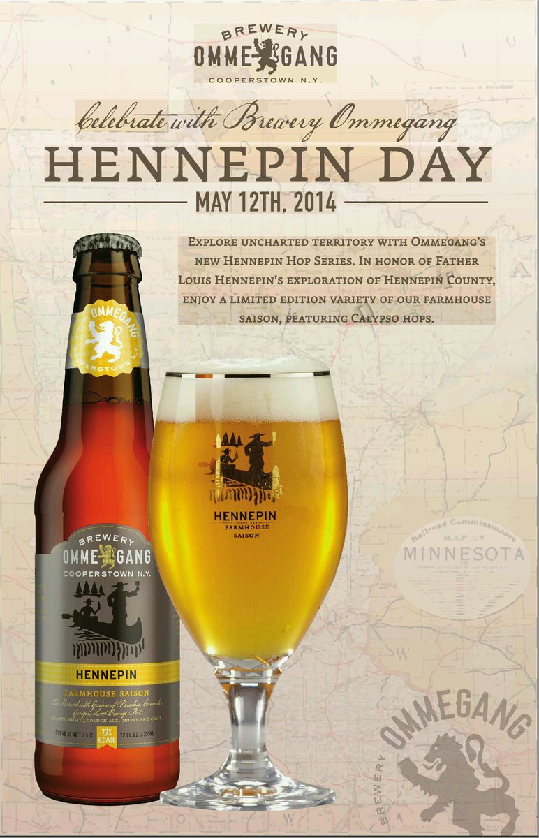 Happy Hennepin Day! In 1626 Fr.Hennepin was born! try our Calypso Hopped Hennepin in the TC today <a href="/BreweryOmmegang/">Brewery Ommegang</a>