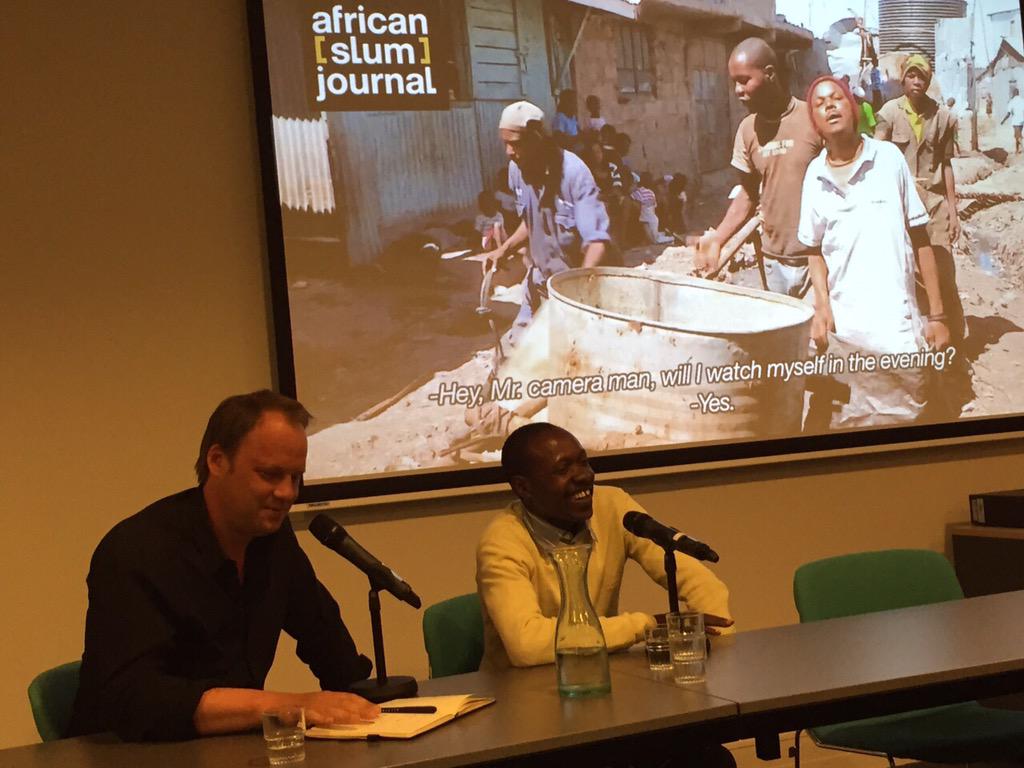 brutuz's tweet photo. Celebrating 100 episodes of @AfriSlumJournal, @Afrikaleeuw is interviewing director Kennedy Odhiambo at @Persmuseum http://t.co/Wb0D2MPoIq