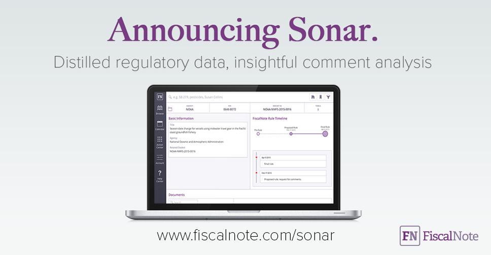 Today we release Sonar – bringing advanced analytics into the regulatory information space blog.fiscalnote.com/2015/05/12/fis…