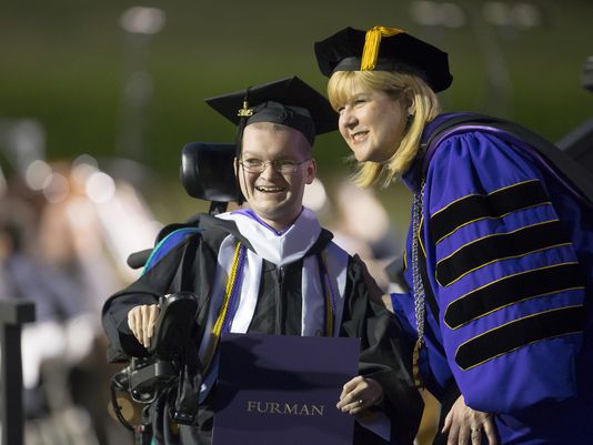 nathanielcary's tweet photo. Luke Christie rose above disability to graduate at the top of his class at @FurmanU http://t.co/qrTLStSoe3 http://t.co/YjDleEOSAp