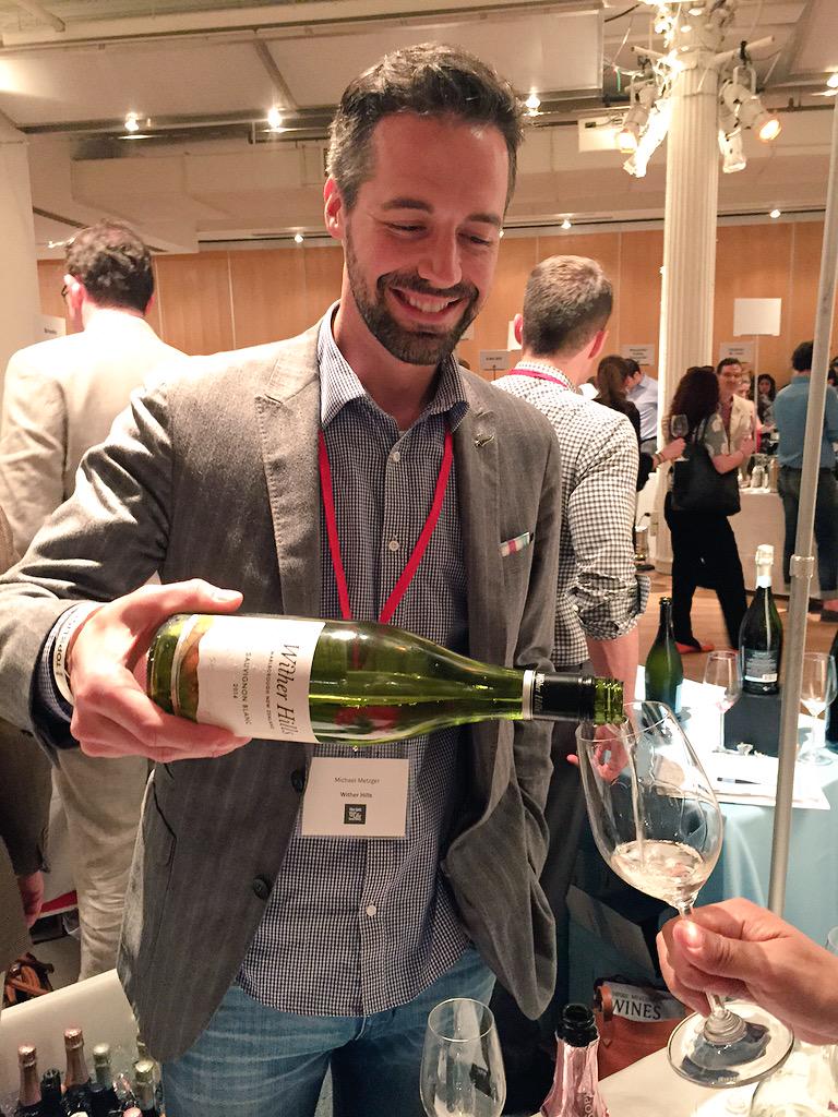 Michael (@mykenice) poured us a beautiful glass of <a href="/WitherHillsWine/">Wither Hills Winery</a> Sauvignon Blanc at <a href="/WineandSpirits/">Wine & Spirits Mag</a> #TopOfList