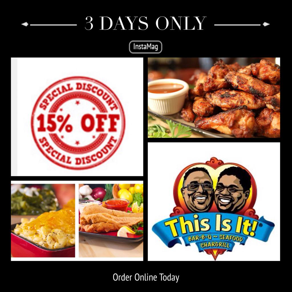 ThisIsItBBQ's tweet image. Order online and get faster service! 3 Days only! thisisitbbq.com/order-online.h… 👉 Look Out For Discount Code! Stonecrest15