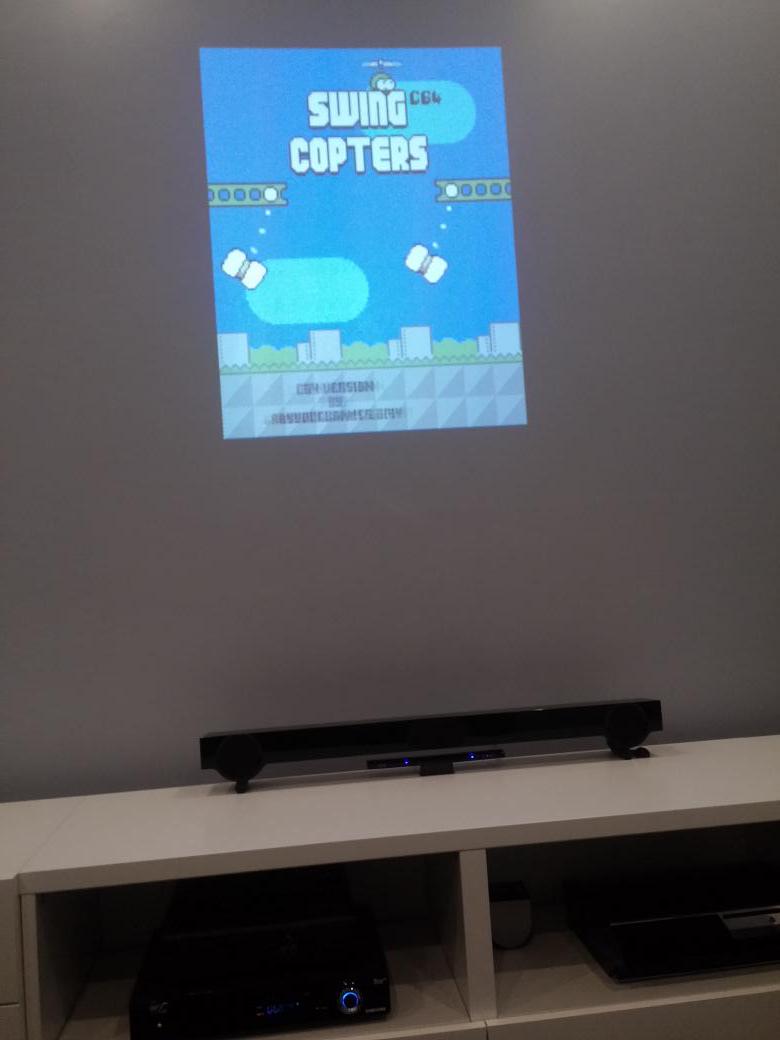 BabyDuckGames's tweet photo. My #c64 version of #swingcopters on pj in my mancave #notlongtowaitlol http://t.co/arRd1nFo1f