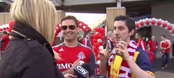 washingtonpost's tweet photo. Female reporter confronts "FHRITP" hecklers at a Toronto FC match and wins http://t.co/ObfK8XVTSt http://t.co/FEJTnj0ixh