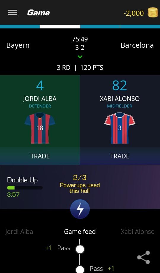 Just used my Pass Master on Xabi Alonso on @ultimatefanlive for #FCB vs #fcblive bit.ly/11OfBIG