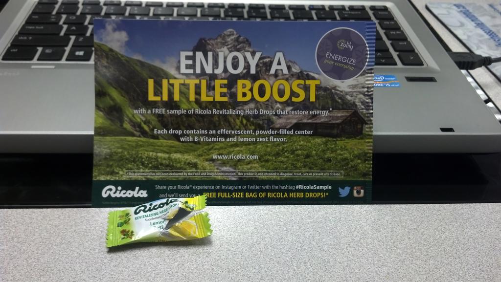 laurapalmiter's tweet photo. Needed some afternoon energy & tried the Ricola revitalizing herb drops. Tasting good! #RicolaSample #getmeto5 http://t.co/f8UtmKHejK