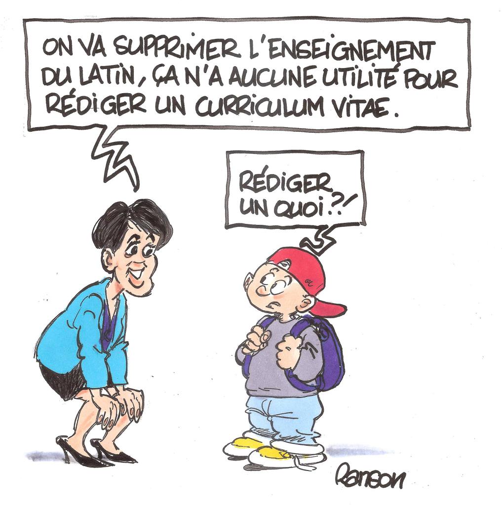 ornikkar's tweet photo. Suppression du latin à l'école. (Par Ranson) http://t.co/kHr10Nuamo