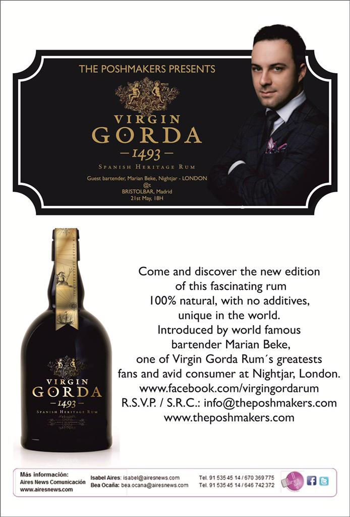 Virgin Gorda 1493 Spanish Heritage launch with #cocktails by <a href="/marianbeke/">Marian Beke</a> 21st May 18H <a href="/bristolbarMAD/">Bristol Bar</a> #Madrid