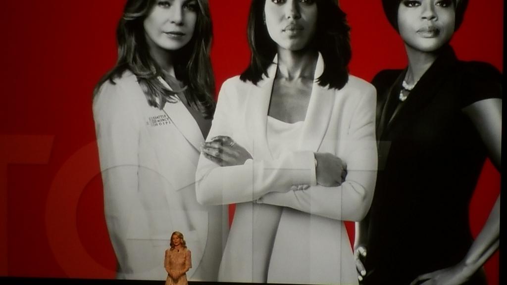 .@EllenPompeo is here to prove #ABC won't be killing Meredith Grey! #Upfronts2015 #TGIT #GreysAnatomy