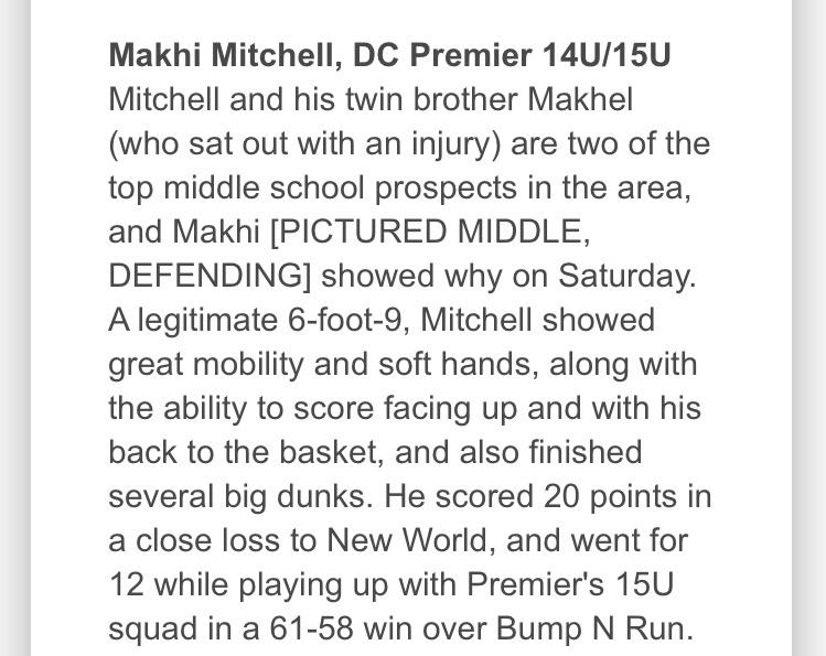 dmvnews_'s tweet photo. Makhi Mitchell 2019 DC Premier DMV Elite Super Team Showcase ππ ! #dmv #dc #md #va #DmvEliteShowcase #DMVhoops http://t.co/GduLz9waMb