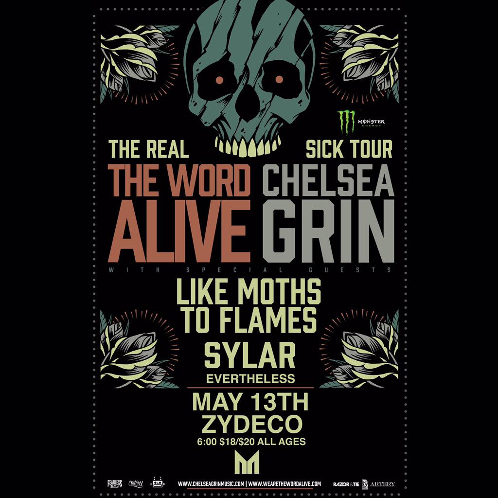 Tomorrow at <a href="/Zydecobham/">Zydeco</a>! <a href="/ChelseaGrinUT/">Chelsea Grin</a> <a href="/TheWordAlive/">THE WORD ALIVE</a> <a href="/LMTF/">Like Moths to Flames</a> <a href="/SYLARNY/">SYLAR</a> <a href="/everthelessband/">Evertheless</a>