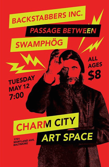 passagebetween's tweet photo. We play at Charm City Art Space @CCASBaltimore (1731 Maryland Ave Baltimore MD) TONIGHT w/Backstabbers, Inc &amp; more! http://t.co/m64f0cZnPF