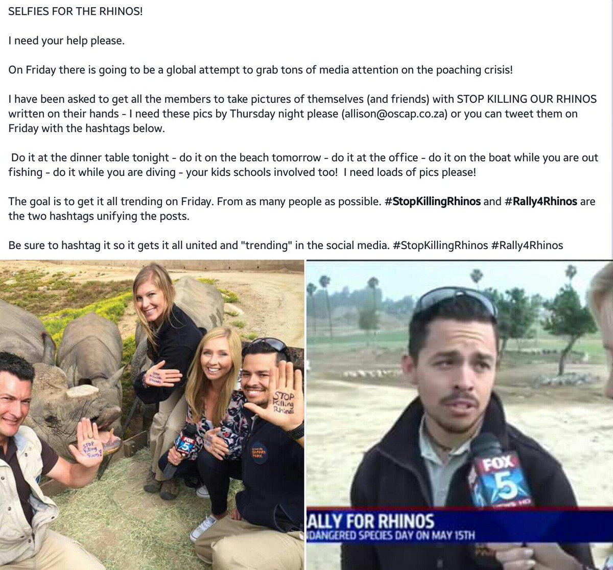 DIntervSA's tweet image. On Friday pls post pics of STOP KILLING RHINOS on your hand #rally4rhinos