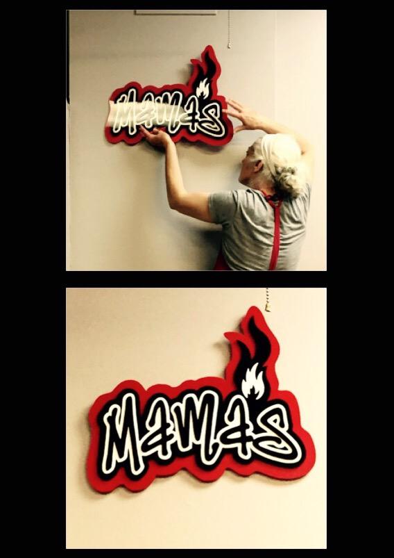 dltuley's tweet photo. 1st go at acrylic: a #Mamas sign for DC's best pizza. Thanks for feeding my basset's breadstick habit!#NationOfMakers http://t.co/LP5zDVlJwP
